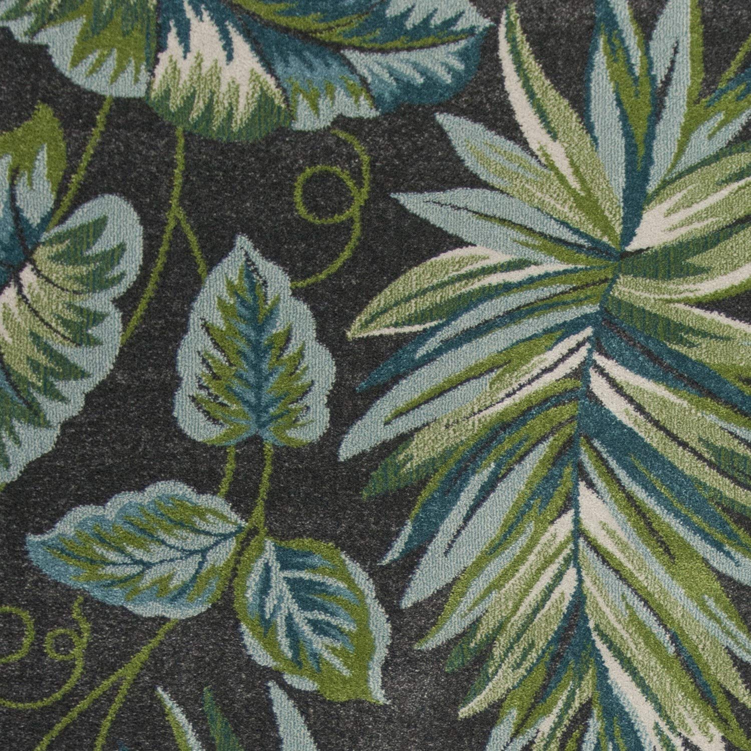 HomeRoots 5'X8' Grey Teal Machine Woven Tropical Indoor Area Rug