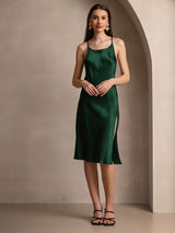 [Dark Green] SilkSilky  Spaghetti Strap Dress 006