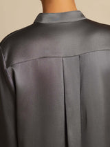 [Dark Gray] SilkSilky  Long Sleeve Stand Collar Women's Blouse 009