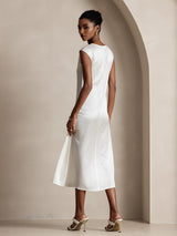 [White] SilkSilky  Cap Sleeve Dress 002
