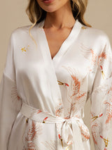 [White] SilkSilky  3/4 Sleeve Women's Robe 005