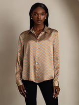 [Floral] SilkSilky  Long Sleeve Lapel Collar Women's Shirts 005