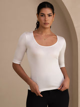 [White] SilkSilky  Half Sleeve Women's T-Shirt 006