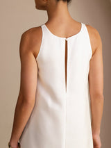[White] SilkSilky  Sleeveless Crew Neck Dress 004