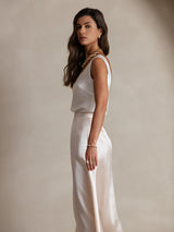 [White] SilkSilky  Sleeveless Camisole Top 006
