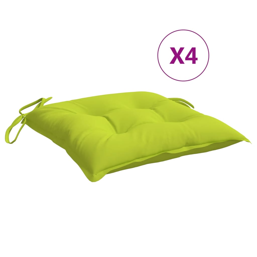 vidaXL Chair Cushions 4 pcs Bright Green 15.7''x15.7''x2.8'' Fabric
