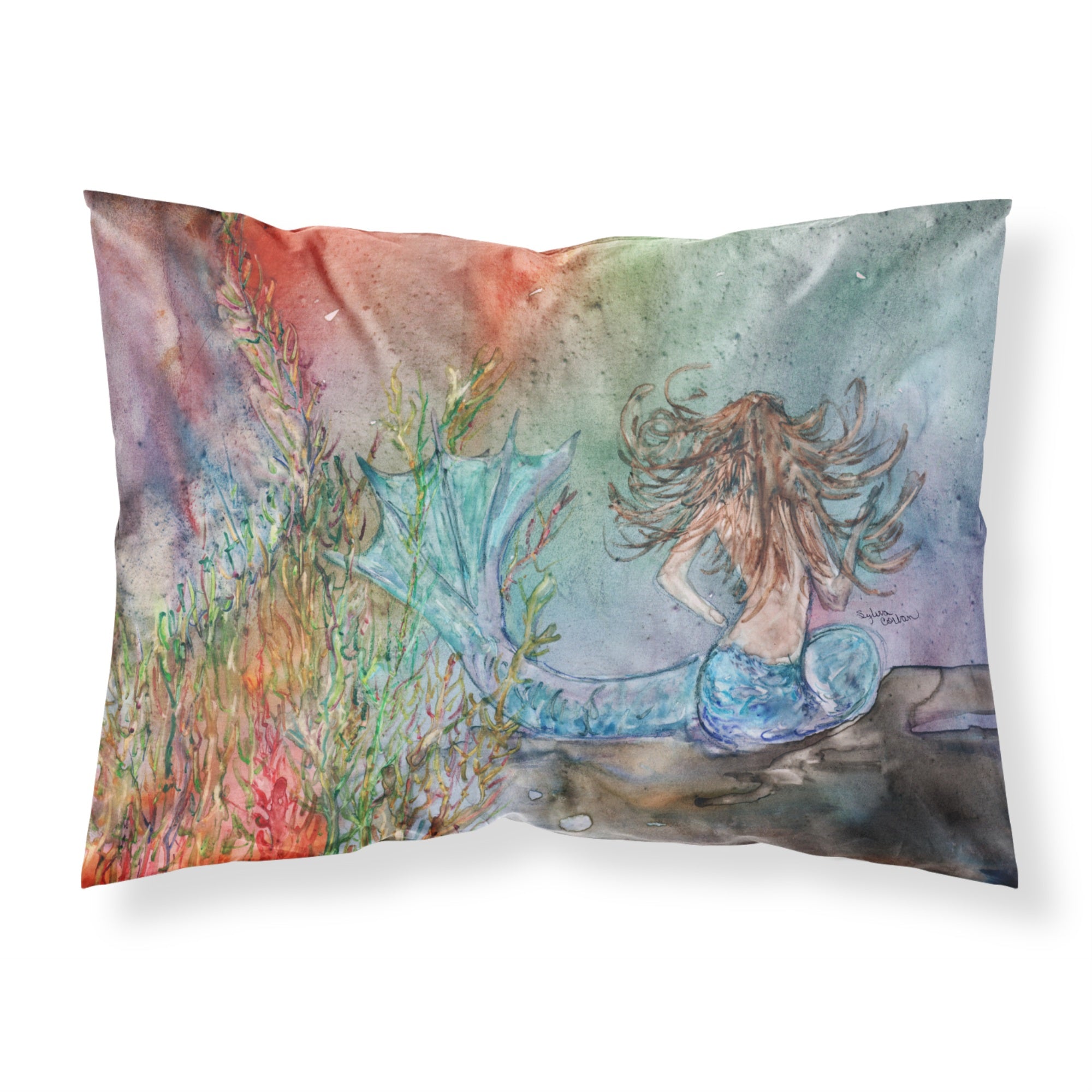 'Caroline'S Treasures Brunette Mermaid Water Fantasy Fabric Standard Pillowcase 8972Pillowcase, Multicolor'
