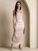 [Light Pink] SilkSilky  Sleeveless Round Neck Women's T-Shirt 006