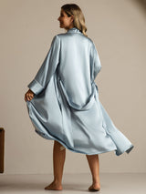 [Grayish Blue] SilkSilky  Long Sleeve Women's Robe 002