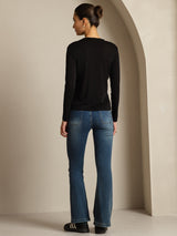 [Black] SilkSilky  Long Sleeve Crew Neck Women's T-Shirt 005