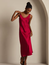 [Wine] SilkSilky  Sleeveless Dress 005