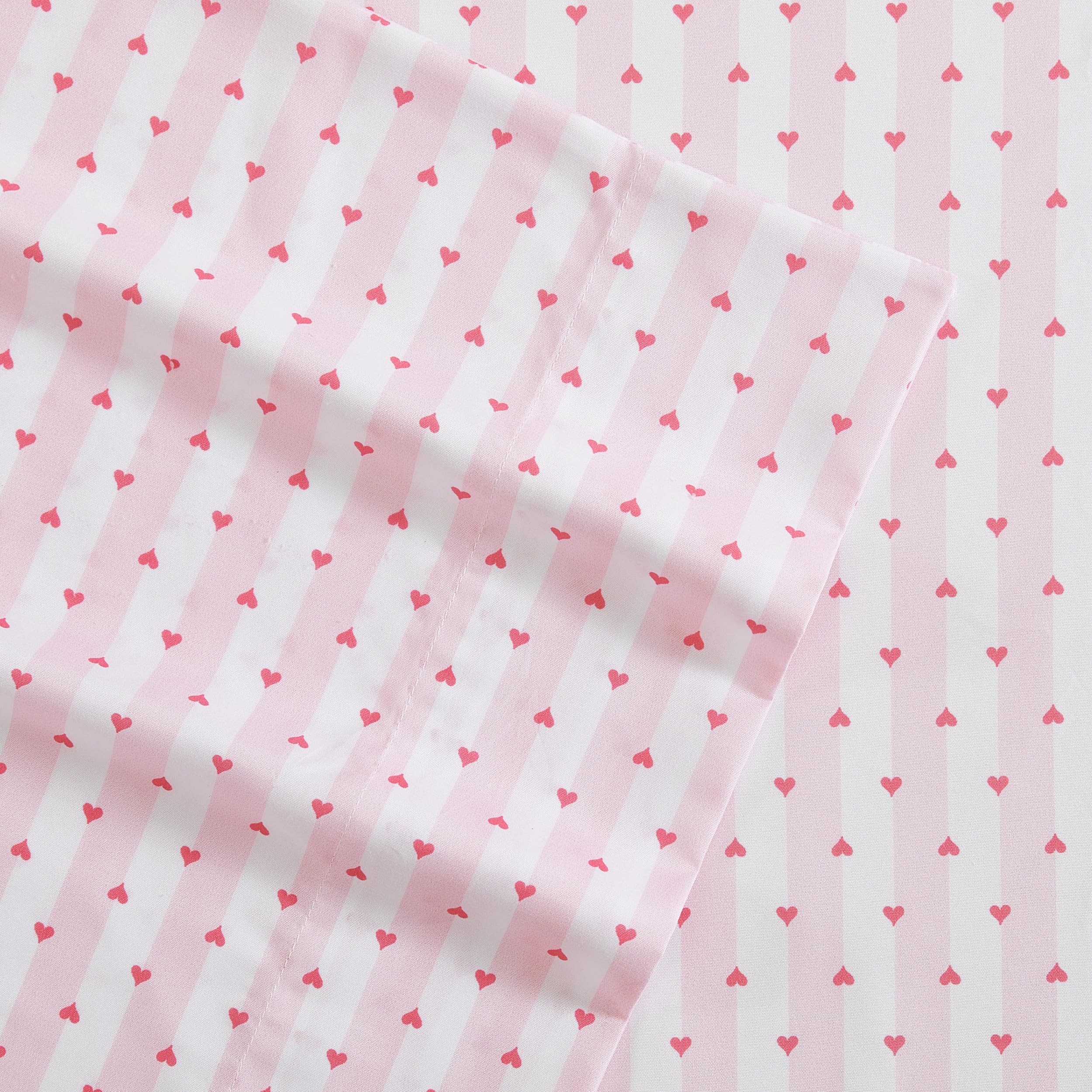 Betsey Johnson Twin XL Bed Sheets - Soft Microfiber, Fade & Wrinkle Resistant, Wonderland Stripe Pink, Model USHSA01274372