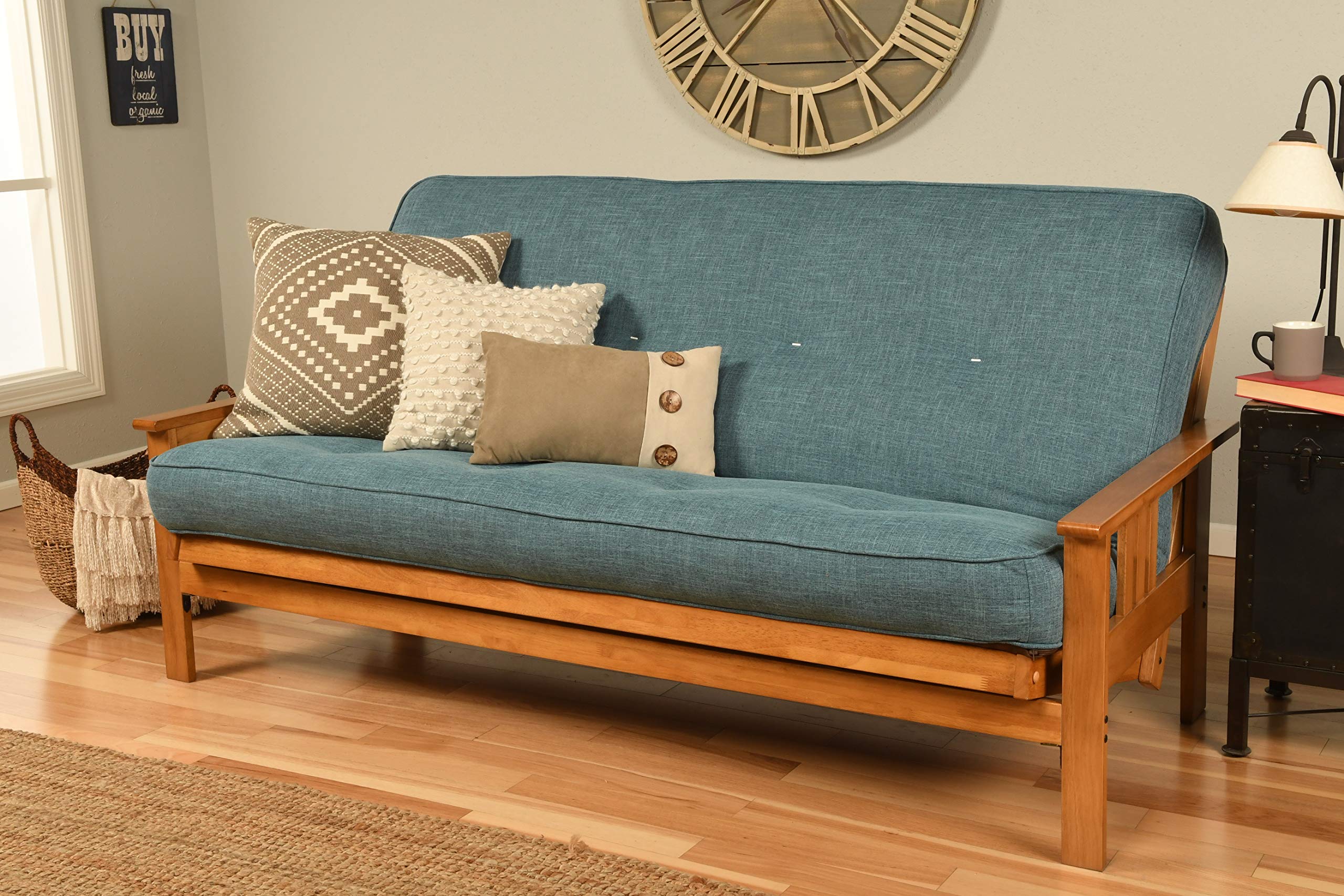 Kodiak Furniture Monterey Full Futon With Suede Fabric Mattress In Blue/Espresso