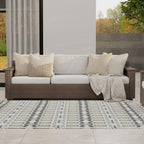 Mad Mats Geometric Outdoor Rug, Reversible Plastic Mat (4' X 6', Moroccan - Grey/White)