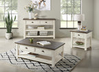 Martin Svensson Home Monterey Solid Wood End Table White With Grey Top