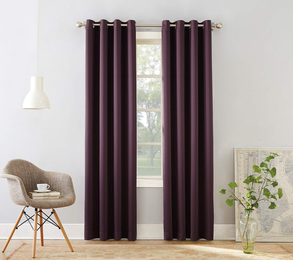 Sun Zero Barrow 2-Pack Energy Saving Grommet Curtain Panel Pair, 54'' X 108, Plum Purple