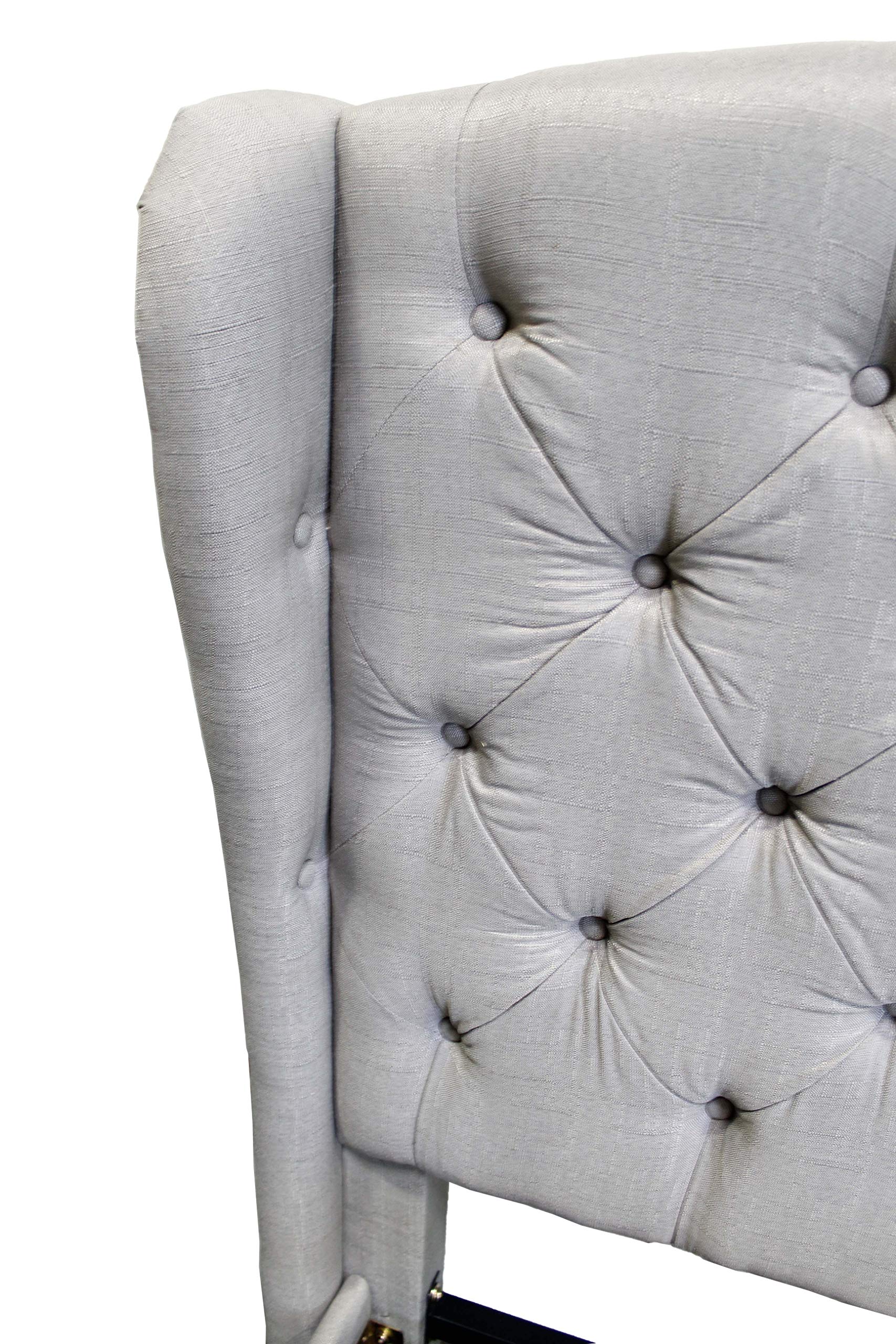 Best Master Furniture Yvette Upholstered Tufted With Wingback Platform Bed Queen, Grey