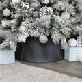 AuldHome Design Black Metal Tree Collar (Large 29-Inch); Enamelware, 5-Panel Set Christmas Tree Accent, Distressed Retro Style