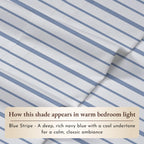 California Design Den Full Sheet Set Stripe, 100% Organic Cotton Percale Sheets, Deep Pocket Full Sheets & Pillowcase Set - Blue Stripe