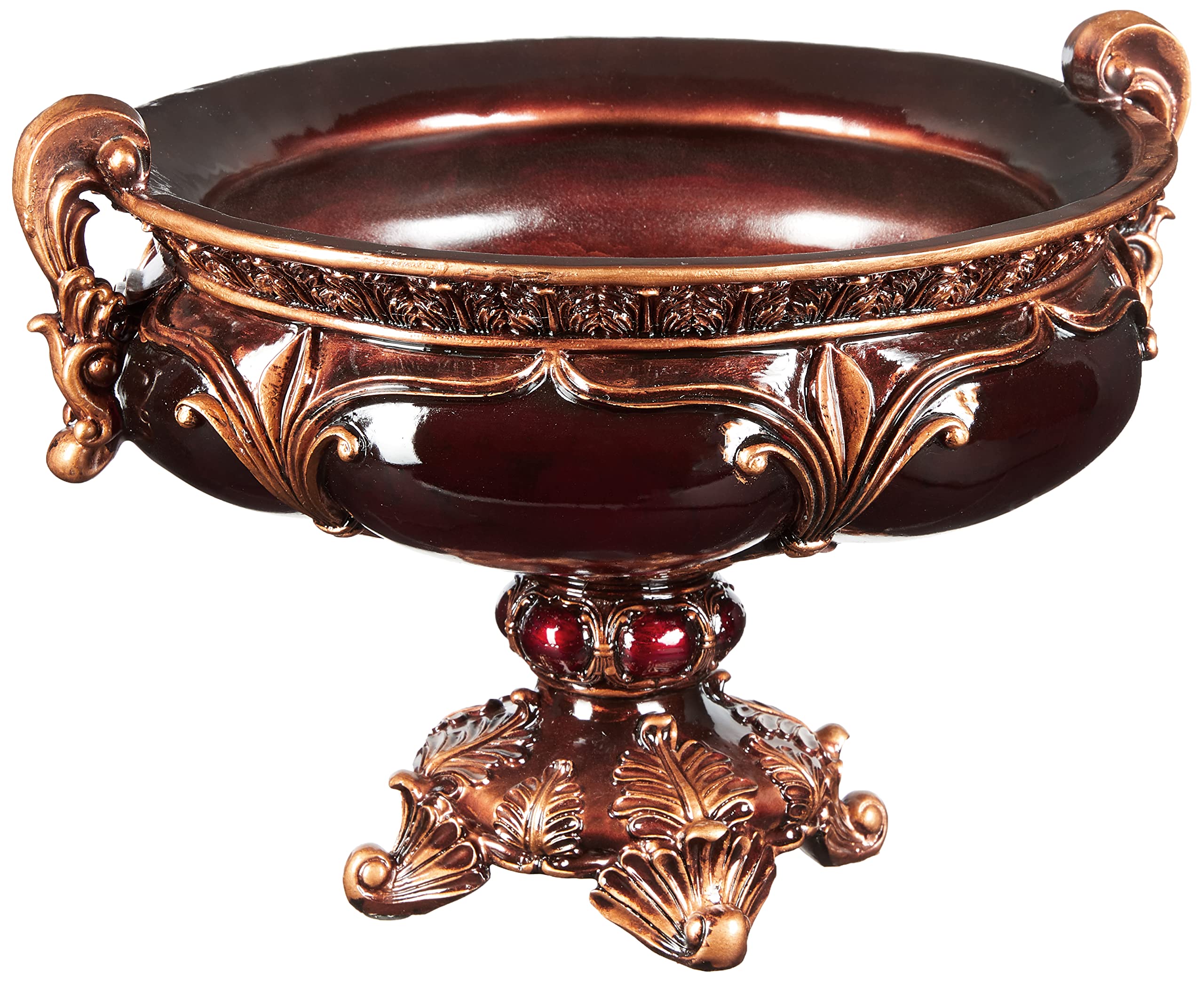 Ok Lighting Ruby Decorative Fruit Bowl, 10.0", Burgundy
