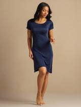 [Dark Blue] SilkSilky  Short Sleeve Round Neck Women's Loungewear 007