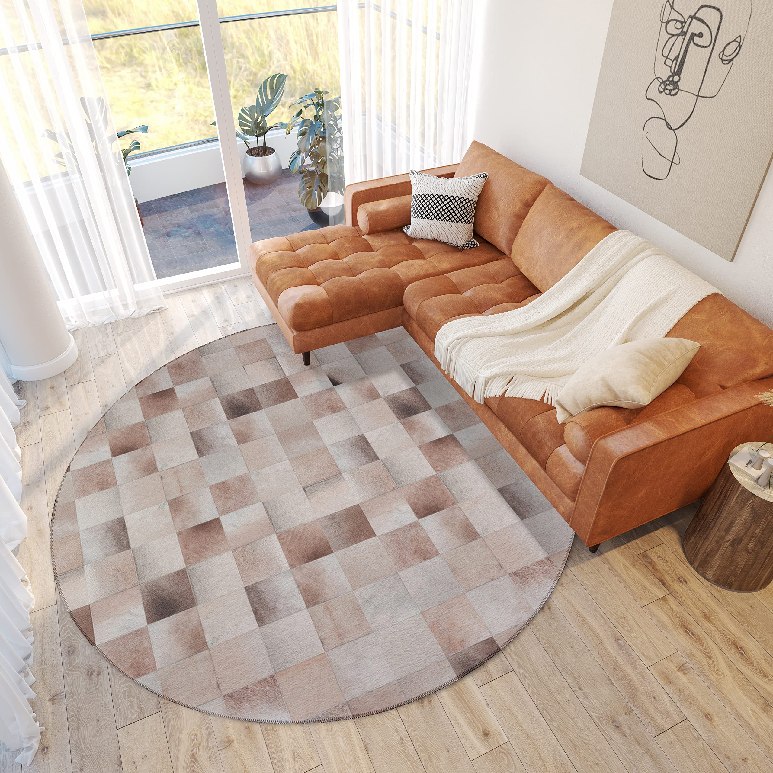 Dalyn Rugs Durango Patchwork Faux Cowhide Ss10 Khaki 10' X 10' Rug