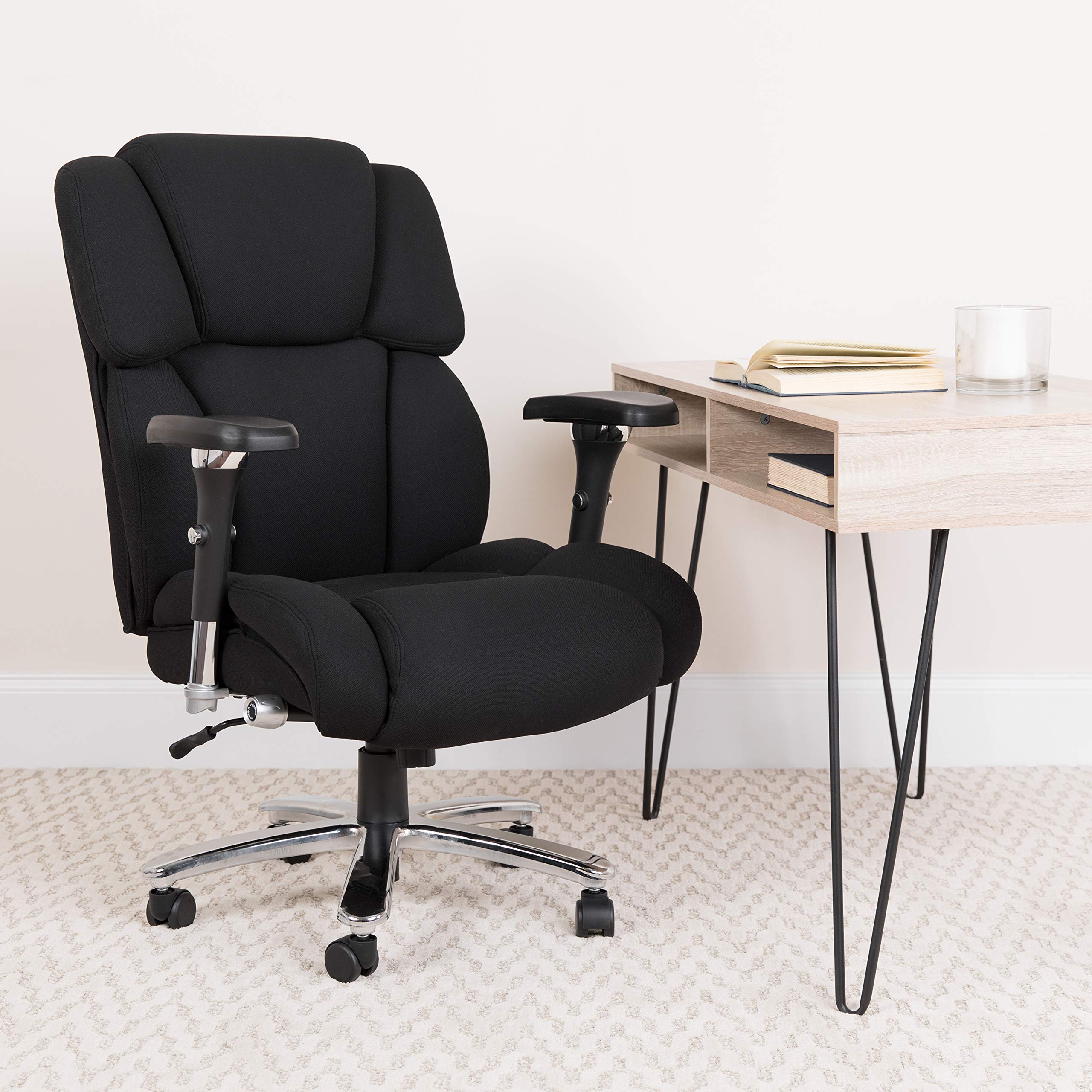 Flash Furniture HERCULES Series 24/7 Intensive Use Big & Tall 400 lb. Rated Black Fabric Executive Ergonomic Office Chair with Lumbar Knob