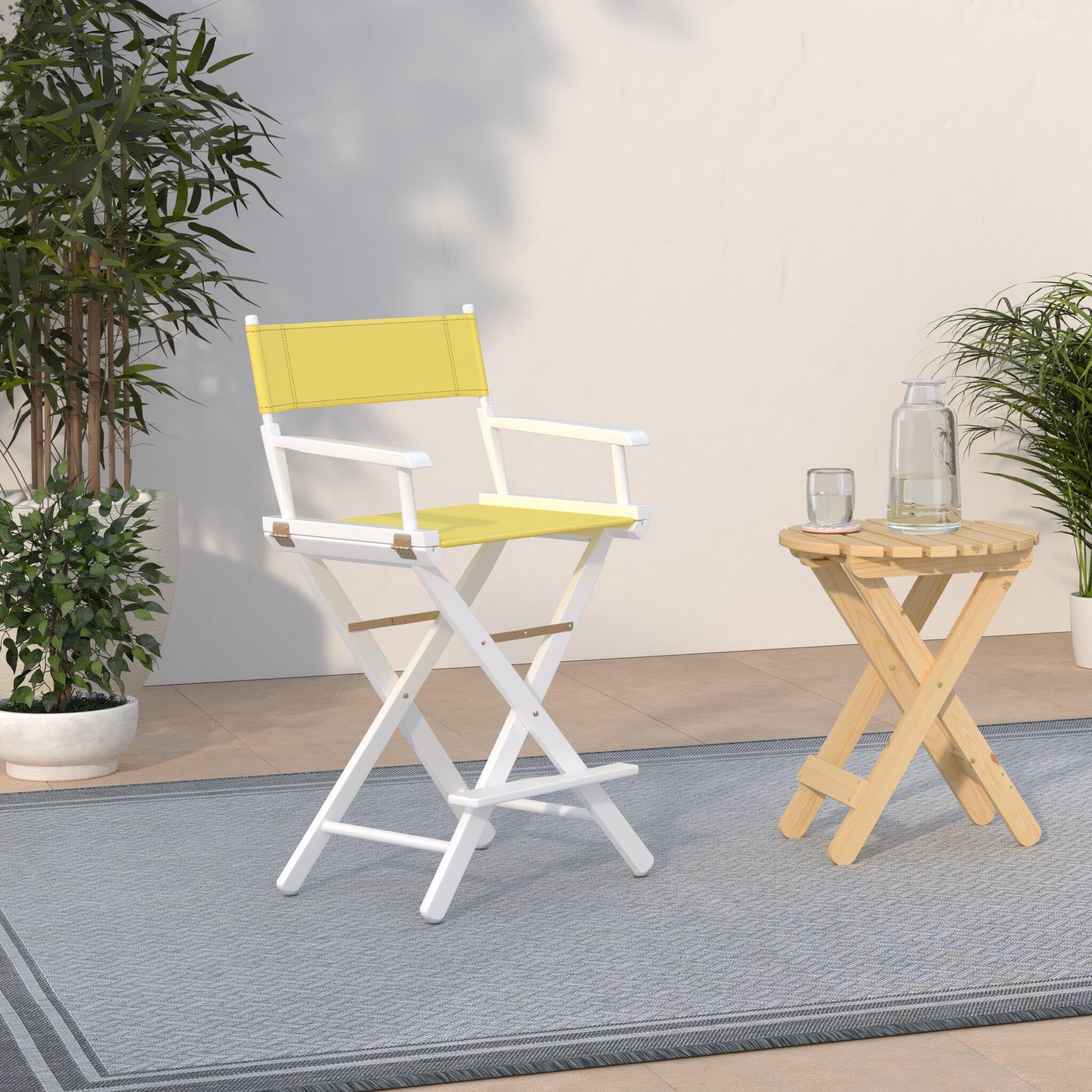 Casual Home 24" Director'S Chair White Frame With Yellow Canvas, Counter Height