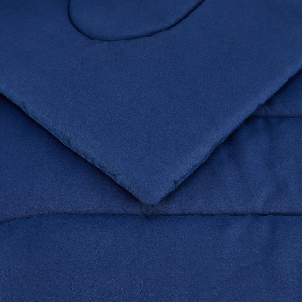 Amazon Basics 3 Piece Microfiber Kid'S Comforter And Pillow Sham Set, Full/Queen, Navy, Solid