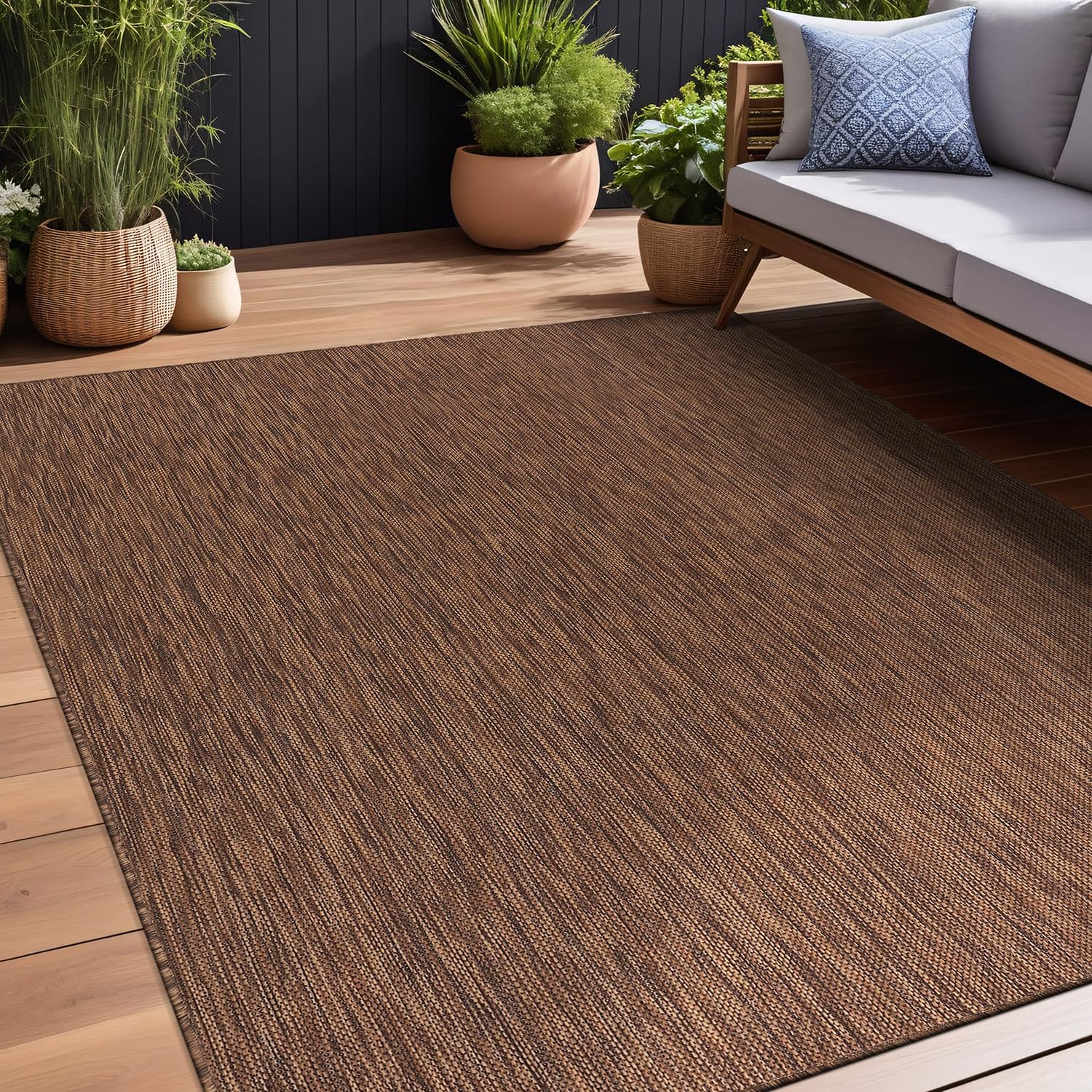 Beverly Rug Indoor Outdoor Rug 8X10, Washable Outside Carpet For Patio, Deck, Porch, Solid Modern Area Rug, Water Resistant, Gol