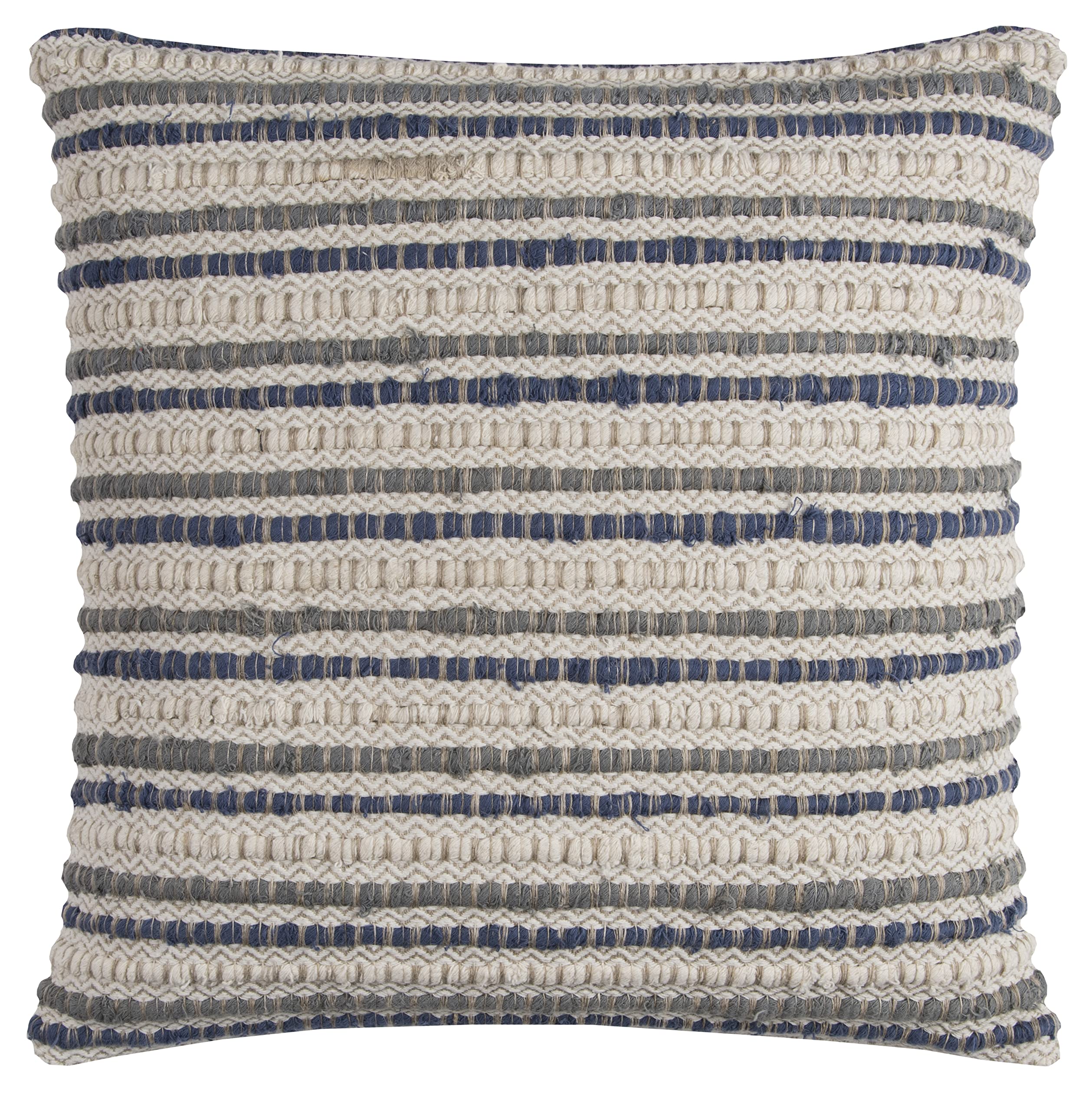 Rizzy Home | T11561 | Poly Fill Decorative Pillow | 20"x20" Blue/White/Gray Stripe