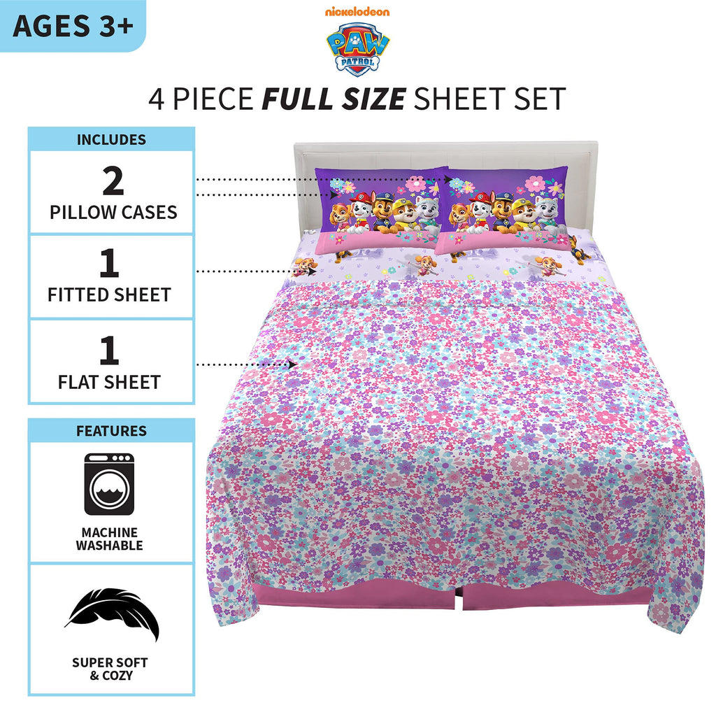 Franco Kids Bedding Super Soft Microfiber Sheet Set, Full, Paw Patrol Girls
