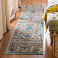 SAFAVIEH Madison Collection Runner Rug - 22 x 6, Grey & Light Blue, Boho Chic Medallion Distressed Design, Non-Shedding & Easy
