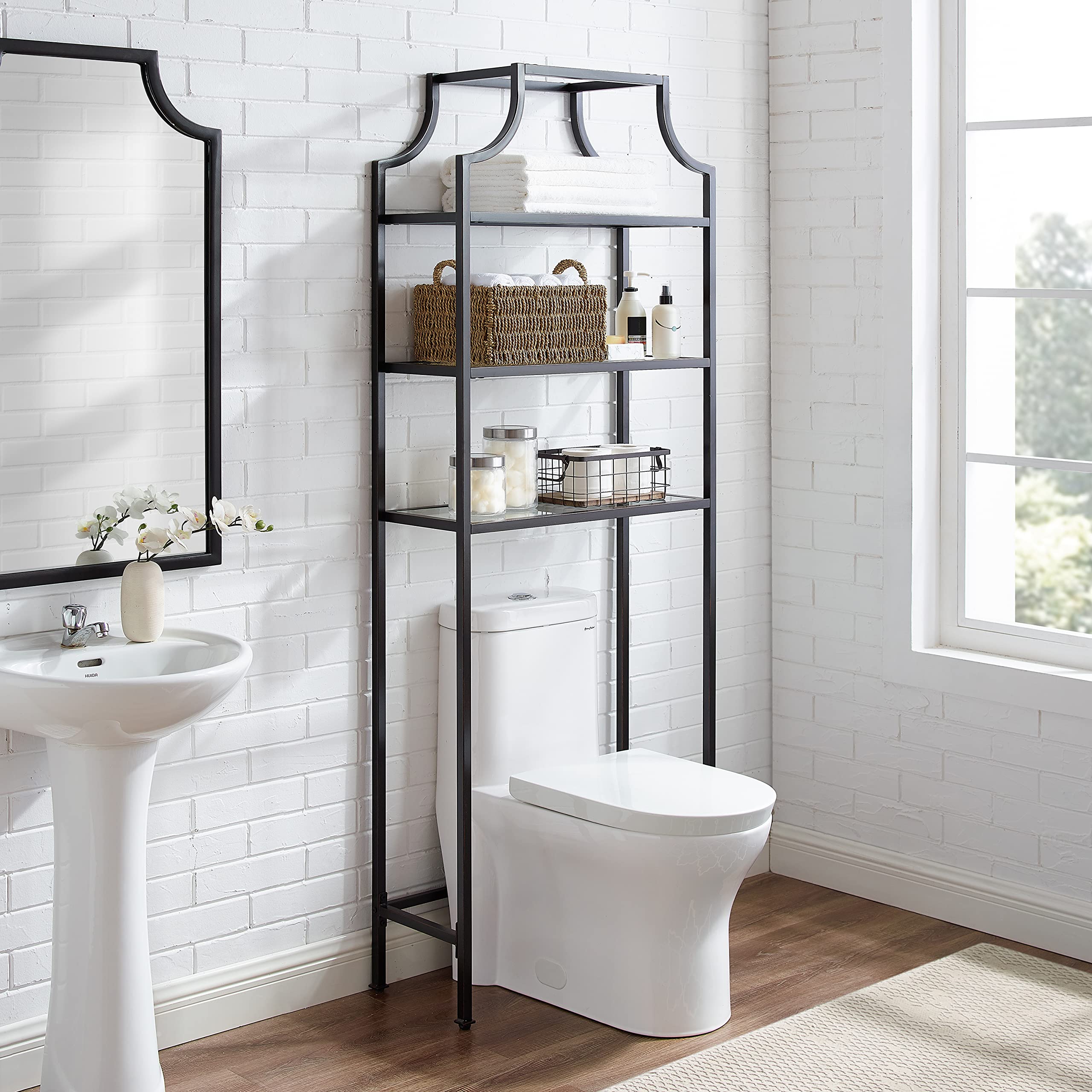 Crosley Furniture Aimee Over The Toilet Storage And Bathroom Organizer With Shelves, Oil Rubbed Bronze