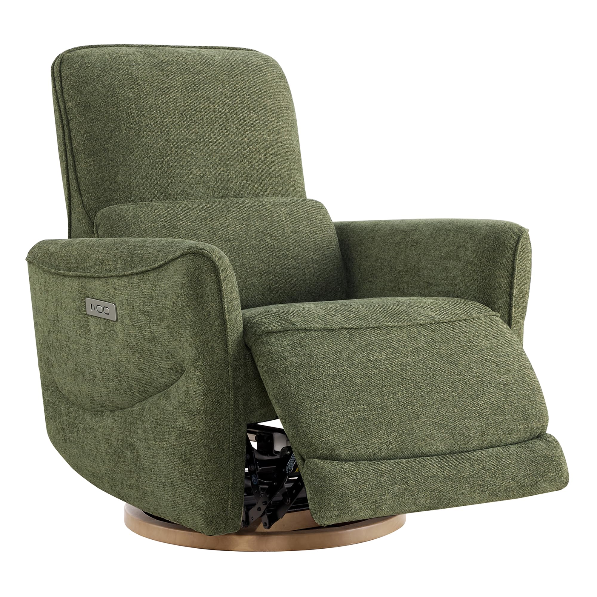 CHITA Power Nursery Rocking Chair, Swivel Glider Recliner Chair with Solid Wood Base, Bulit-in USB & Type-C Charging Ports for L