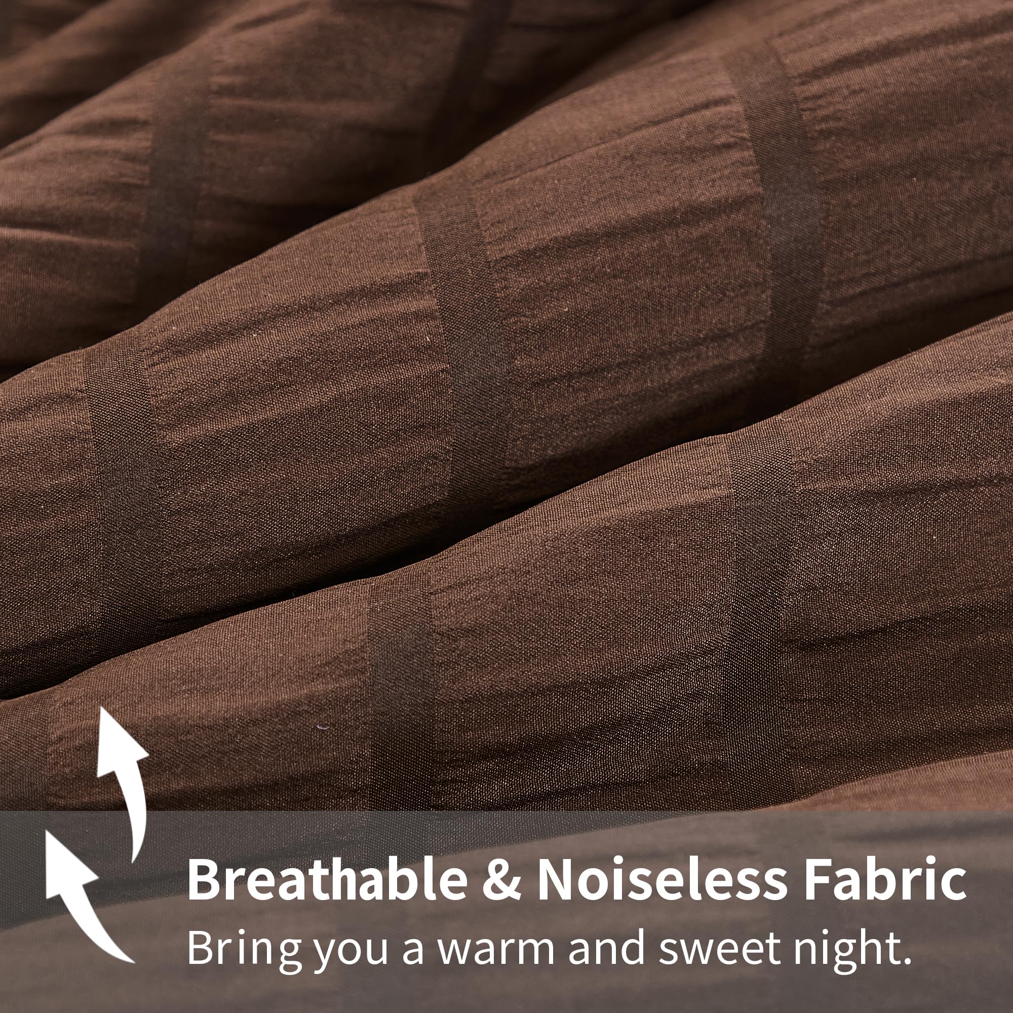 Avelom Brown Seersucker California King Comforter Set (104X96 Inches), 3 Pieces-100% Soft Washed Microfiber Lightweight Comforter With 2 Pillowcases, All Season Down Alternative Bedding Set