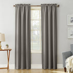 Sun Zero Easton Energy Saving Blackout Rod Pocket Curtain Panel, 40' X 84', Gray