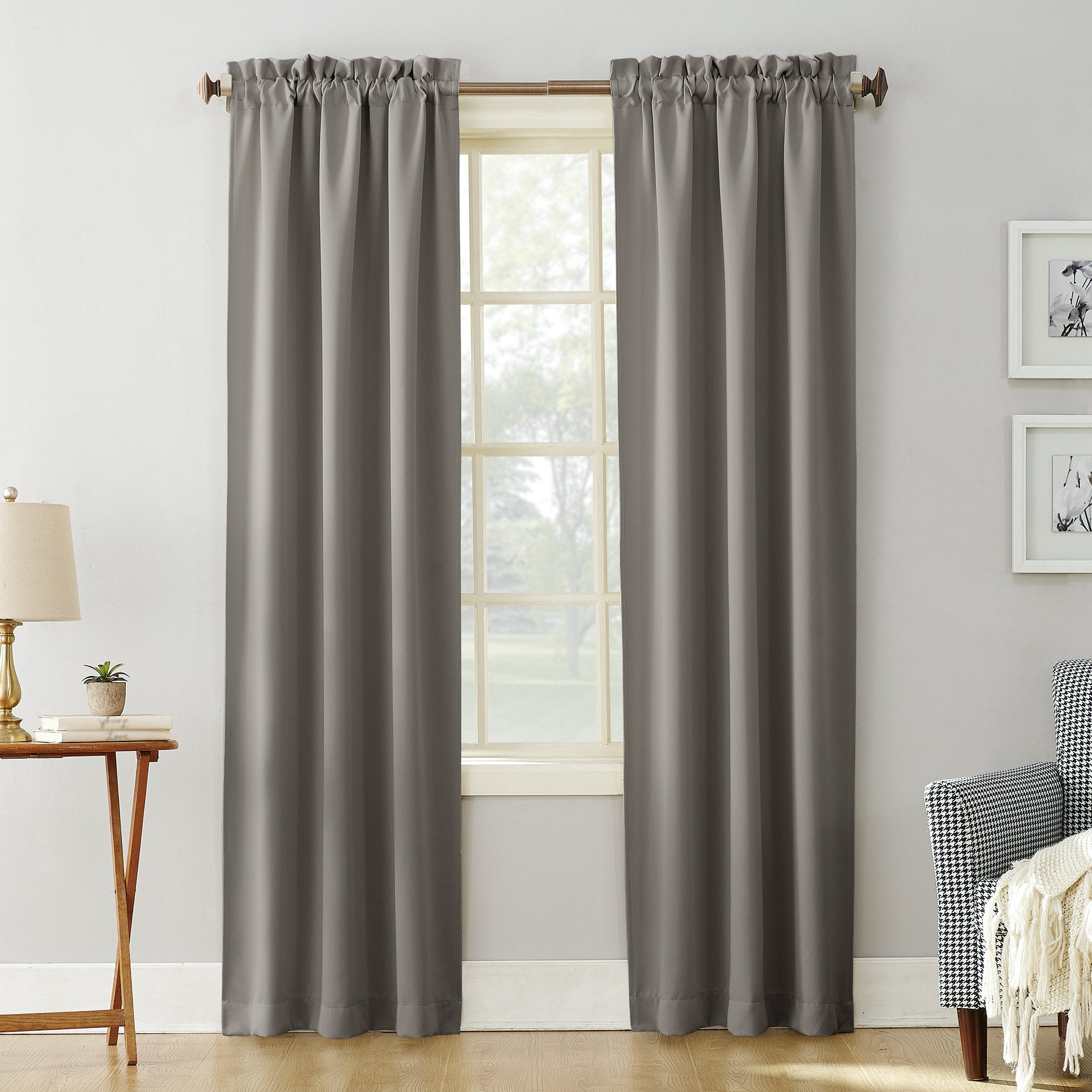 Sun Zero Easton Energy Saving Blackout Rod Pocket Curtain Panel, 40' X 84', Gray