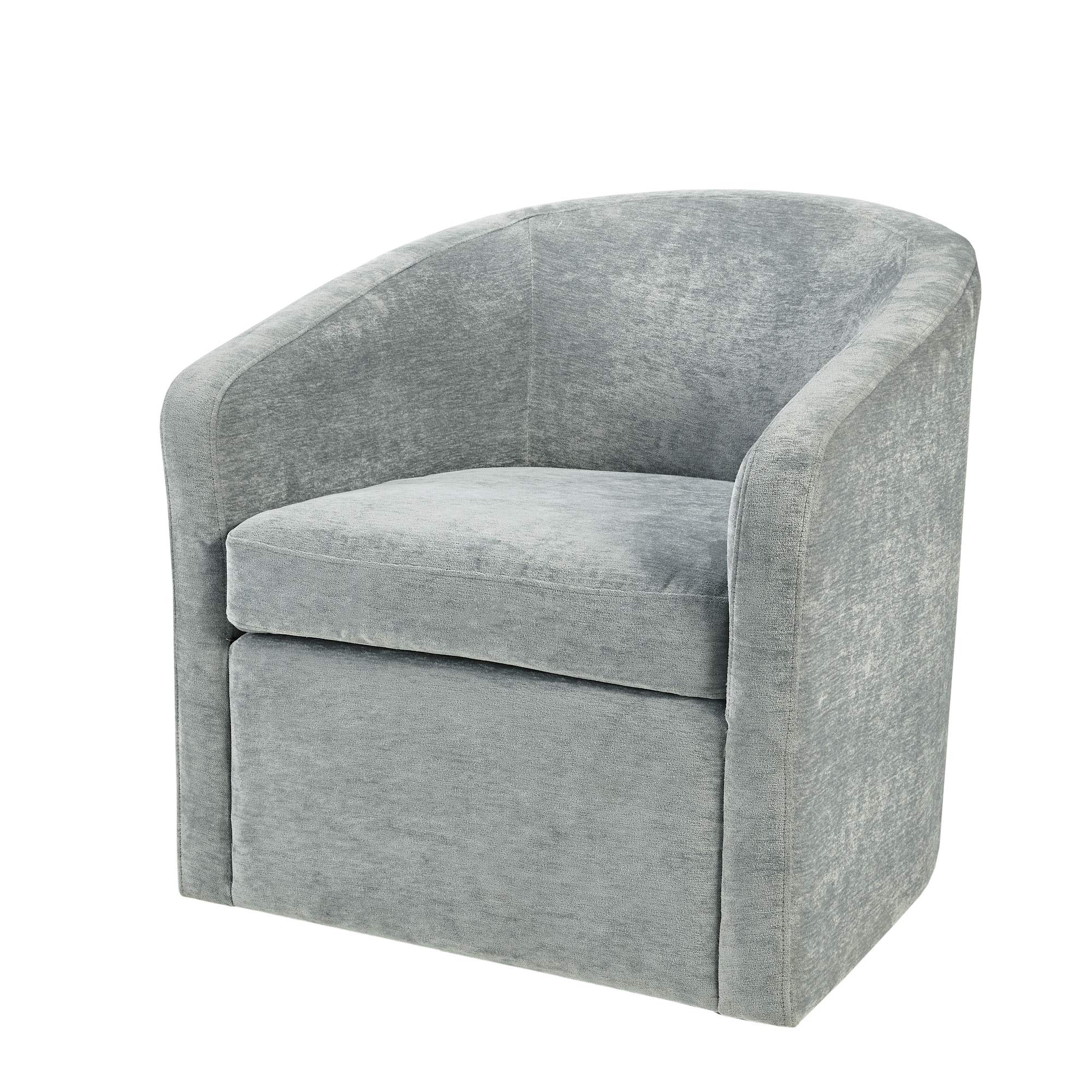Martha Stewart Amber Swivel Chairs - Solid Wood, Curved Back, Deep Seating Living Room Furniture Modern Barrel Accent Armchair L