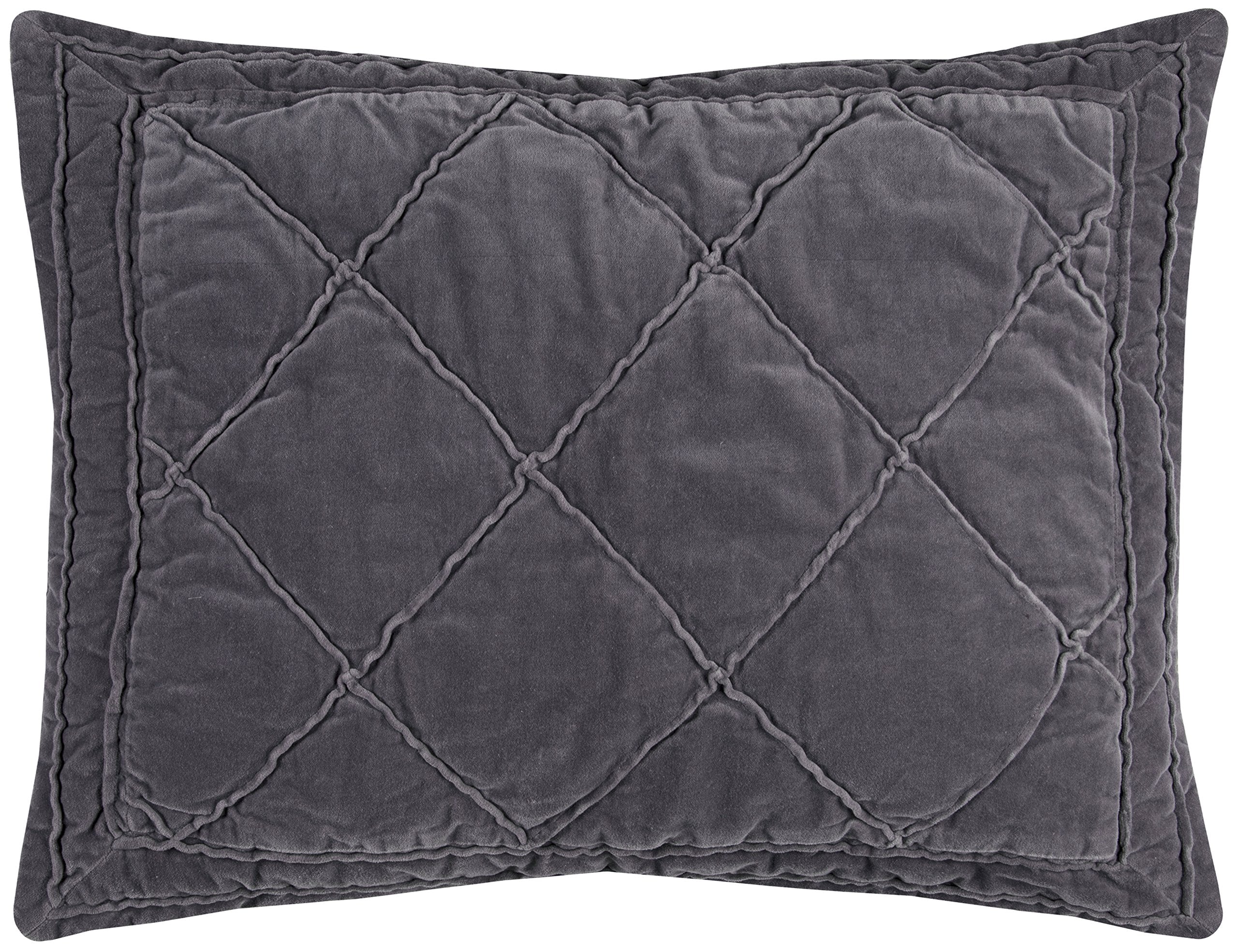 Rizzy Home | BQ4192 | King Sham | 20"x36" Gray/Black/Nuetral Solid