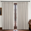 Curtains 60 Inch Length Wide Pinch Pleated Black Out Curtains 84 Inch Long for Living Room, Farmhouse Natural Linen Thick Burlap