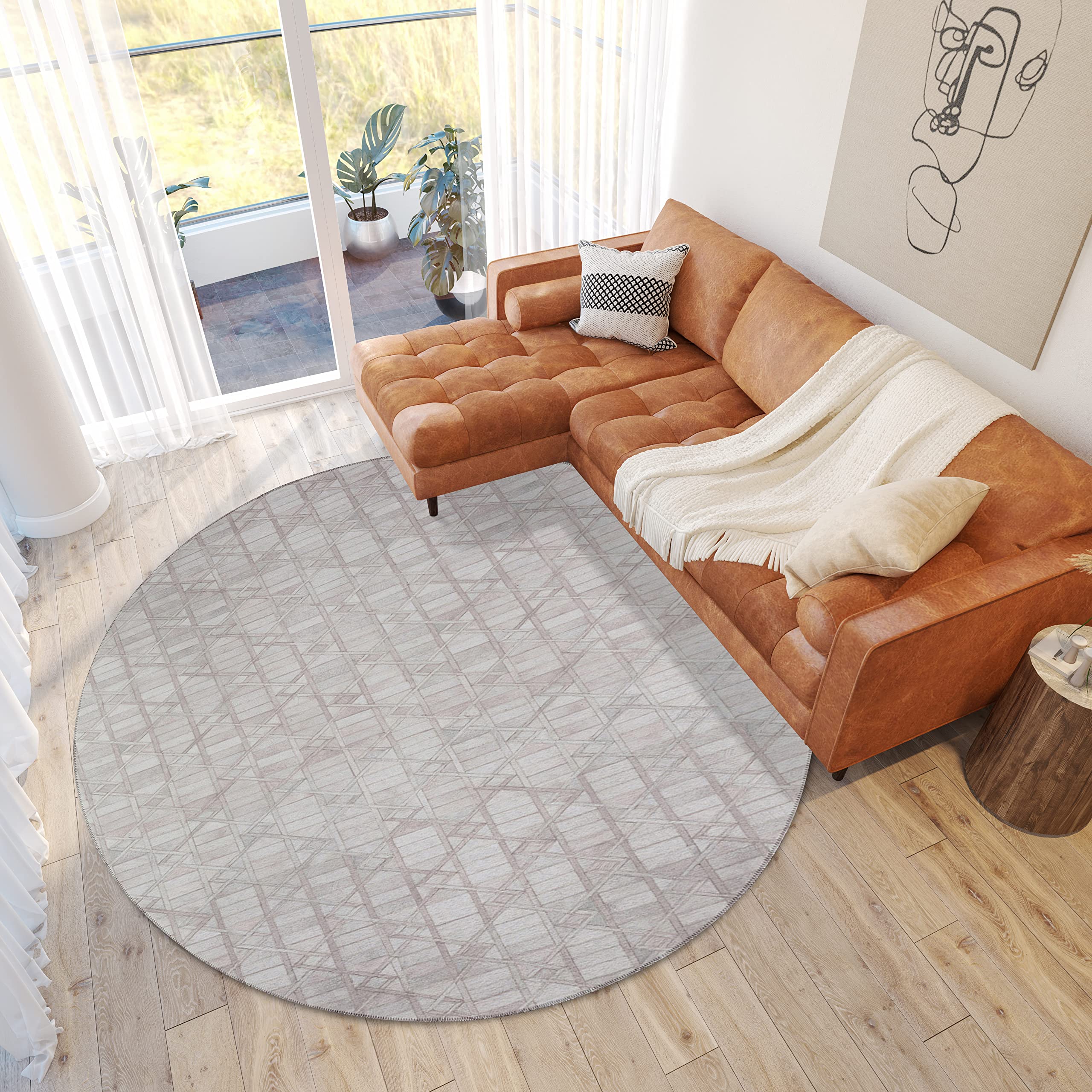 Dalyn Rugs Stetson Patchwork Faux Cowhide Ss4 Linen 8' X 8'