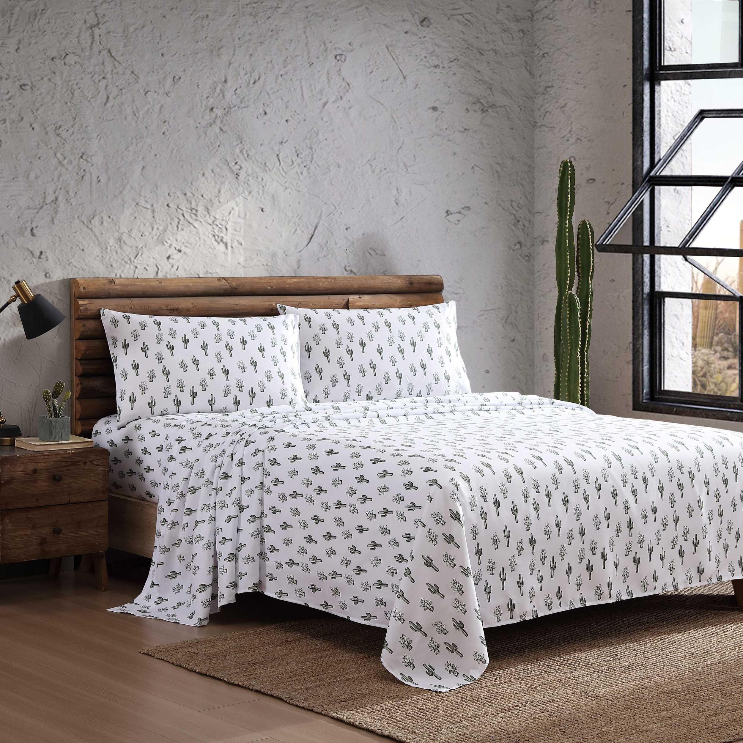 Wrangler - Sheet Set, Breathable & Wrinkle Resistant Bedding, Includes Matching Sham & Pillowcase, Yellowstone Inspired, Western Inspired Luxurious Bedding Set (Cacti Green, Twin)