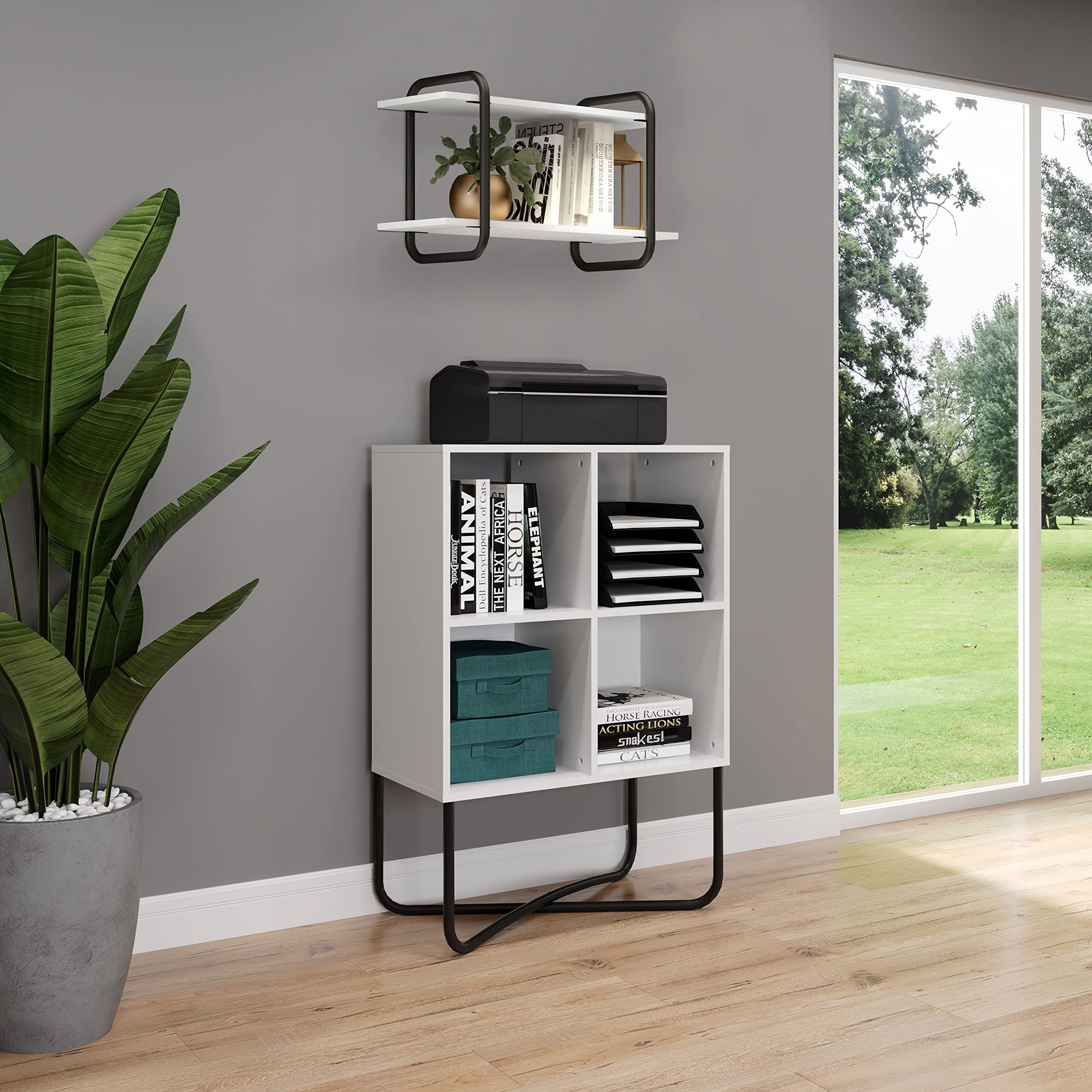 Techni Mobili 2-Tier Bookshelf, Cube Storage For Living Room Or Home Office, Open Back Shelves For Display Or Storage, White