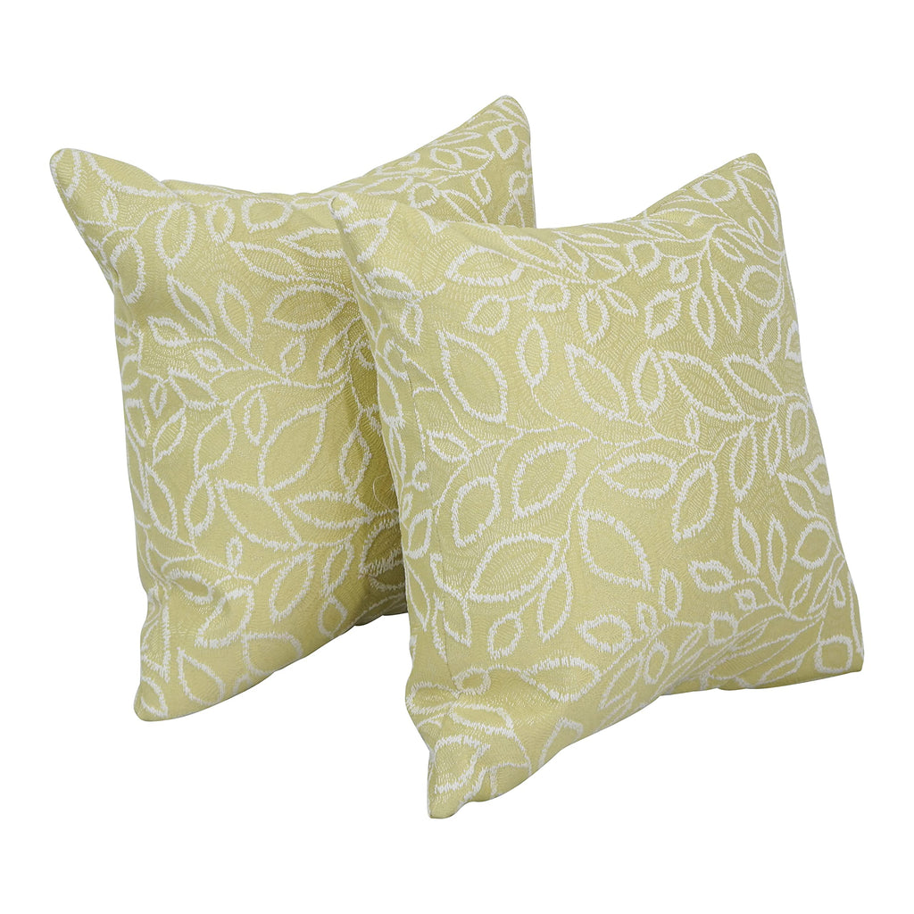 Blazing Needles Square Polyester Jacquard Throw Pillows, 17", Florian Pineap 2 Count