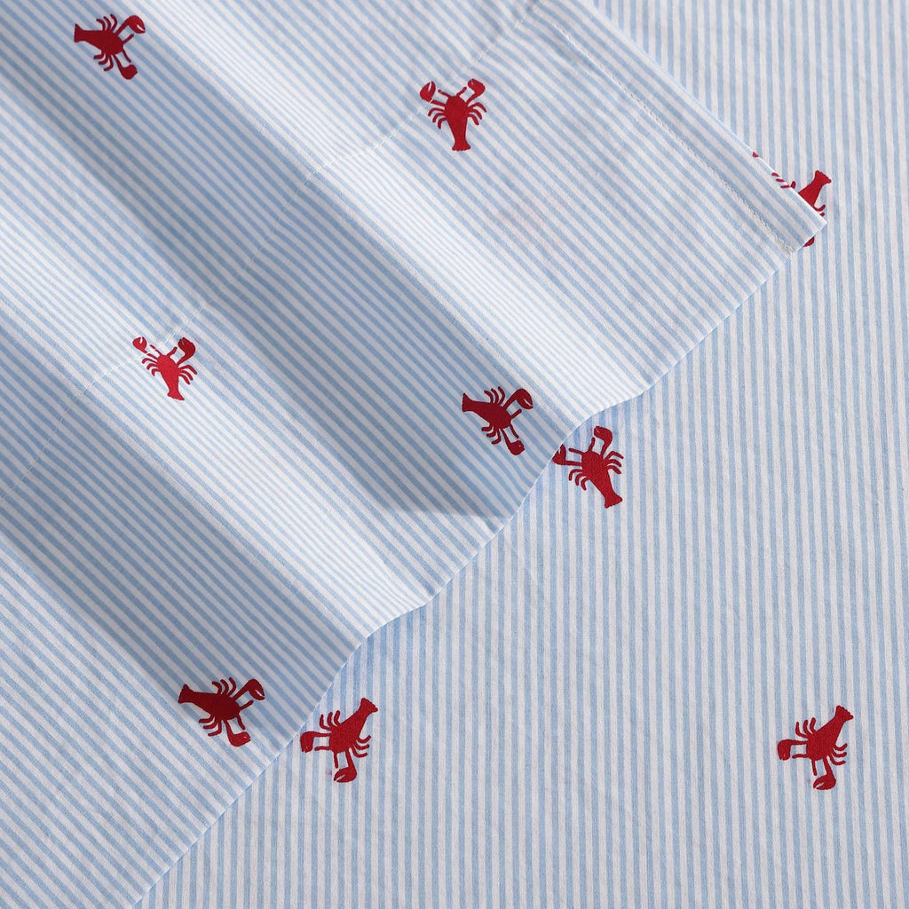 Nautica - Twin Sheets, Cotton Percale Bedding Set, Casual Home Decor (Lobster Walk Red, Twin)
