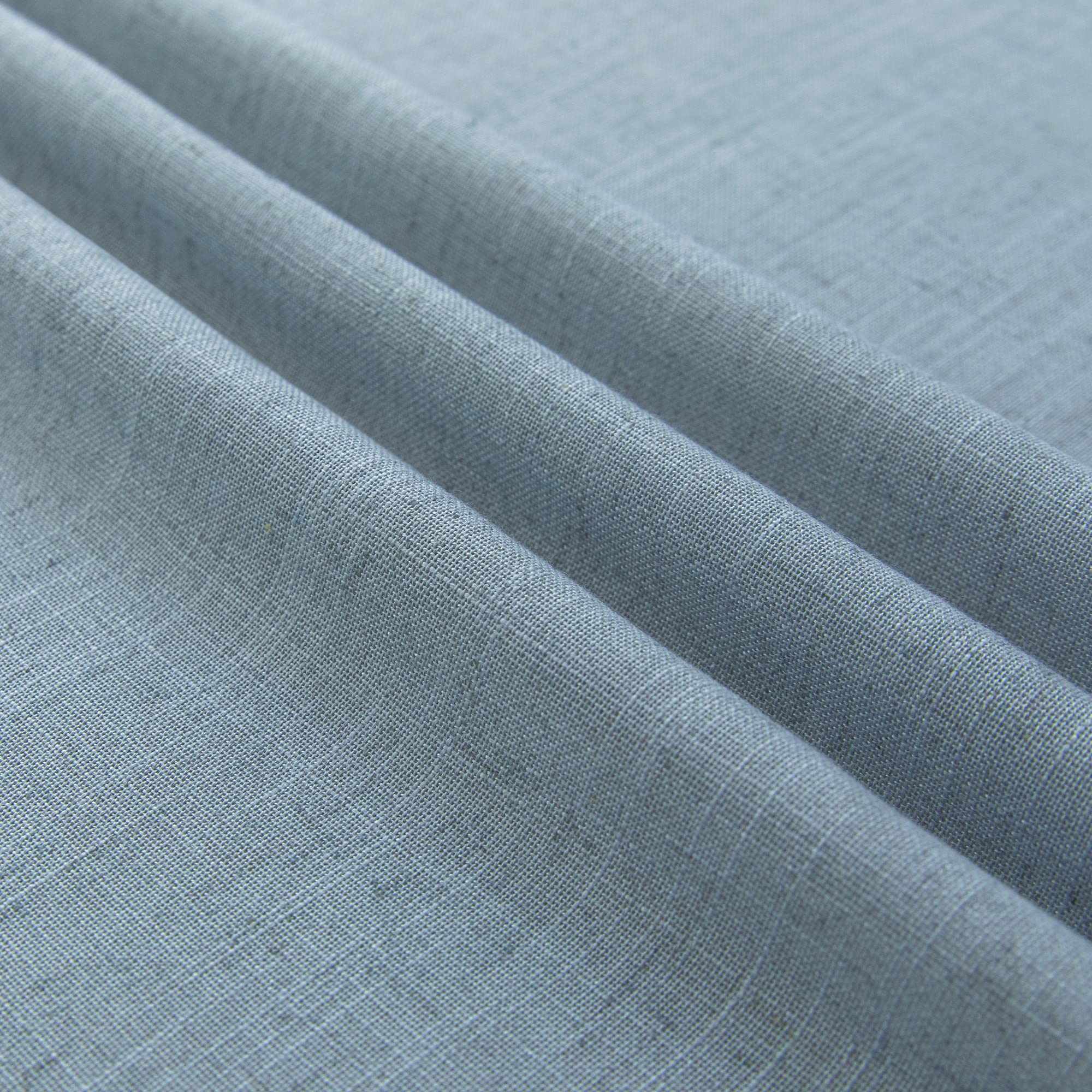 Light Blue Curtains 96 Inches Long For Living Room 2 Panels Tab Top Drapes Flax Linen Semi Sheer Gray Blue Curtains For Sliding Glass Door Dining Office Country Chic 8Ft Stone Dusty Vintage Blue Grey