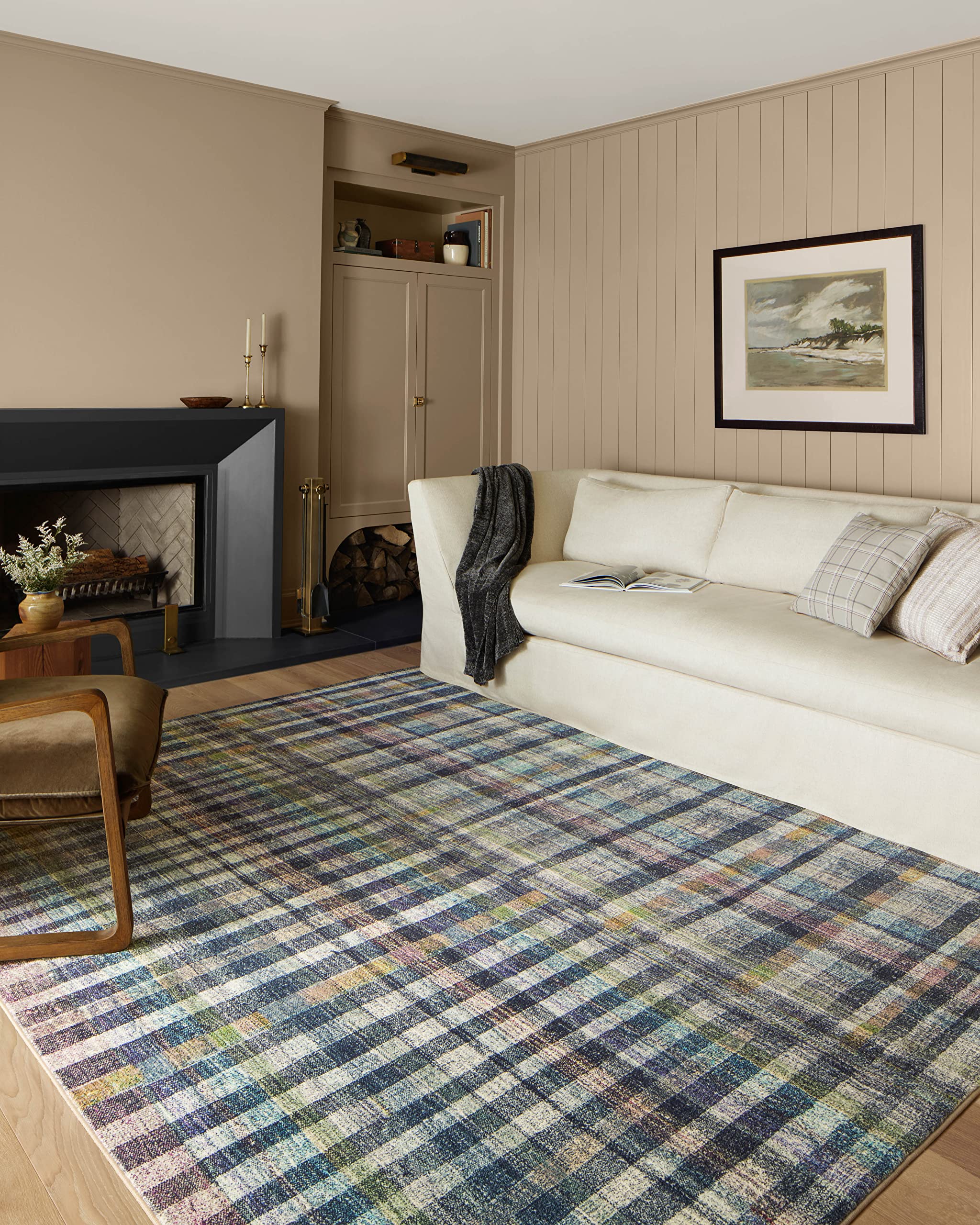 Loloi Chris Loves Julia x Humphrey Collection, Plum & Multi 7'-3'' x 9'-3'' Area Rug - Plaid Accent Rugs for Living Room, Bedroo