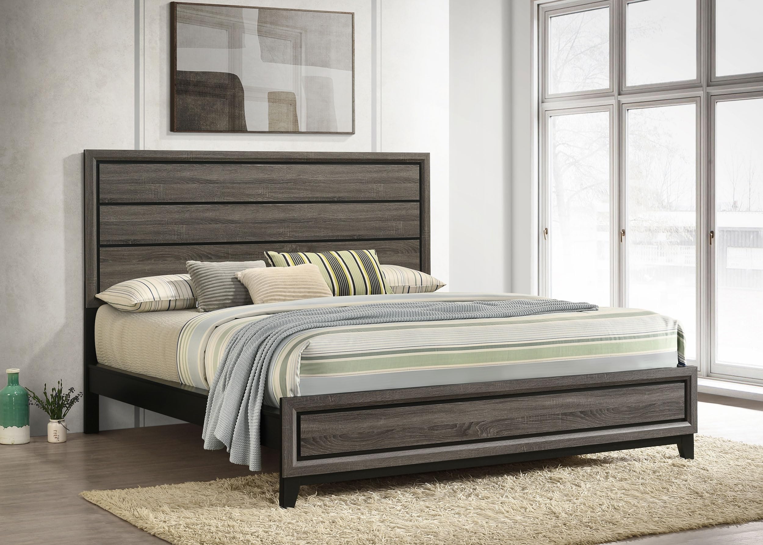 Coaster Home Furnishings Watson Transitional Wood California King Size Panel Bed Frame 57-inch Headboard Grey Oak 212421KW