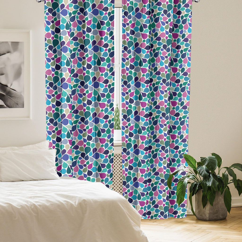 Ambesonne Abstract Window Curtains Pack Of 2, Digital Raindrops Leafage Creative Contemporary Style Print, Lightweight Set With